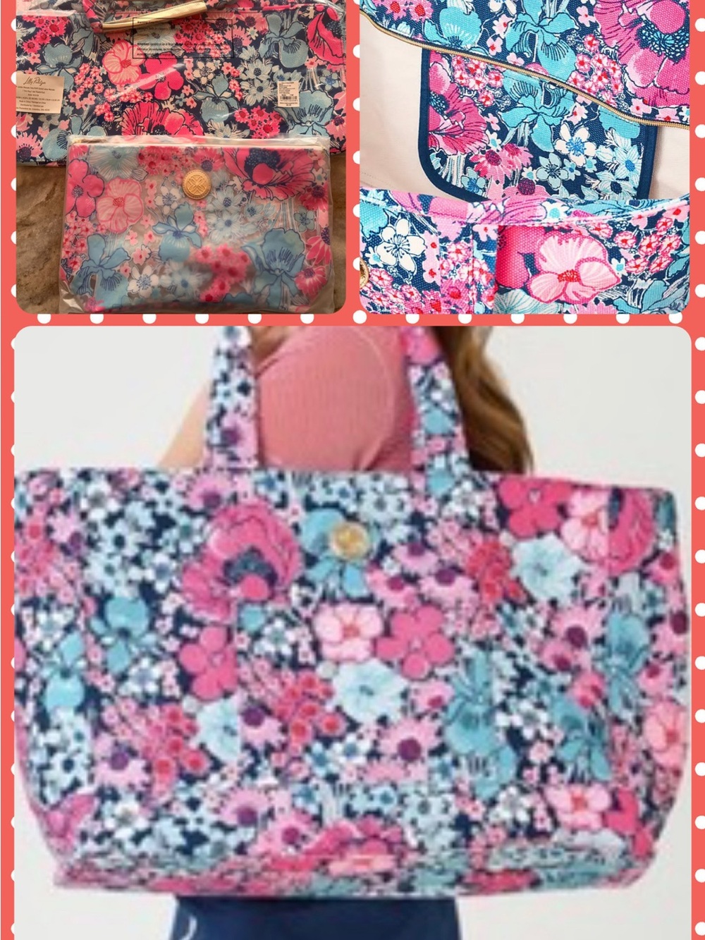 Lilly Pulitzer Jumbo Mercato Tote & Maching Pool Pouch